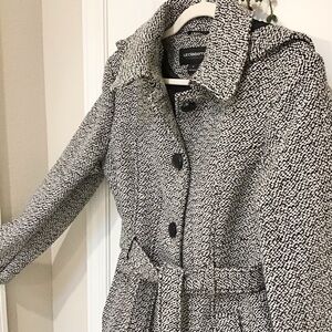 Liz Claiborne Belted Tweed Wool Coat Size M, NWT